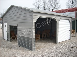 Boxed Eave Roof Style Fully Enclosed Garage in Two Tone